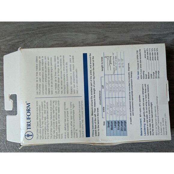 Truform Beige Compression Stockings 20-30 Mmhg Below Knee Style Closed Toe L - Picture 4 of 4